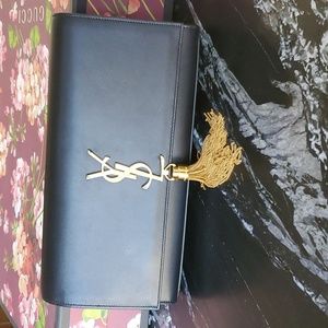 SOLD Saint Laurent Calfskin Monogram Tassel Clutch